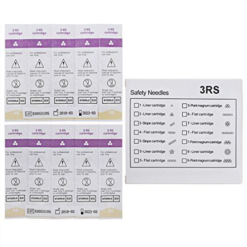 boermeize Tattoo Cartridge Needles 20Pcs RS Round Shader Sterilized Disposable Needles Permanent Makeup Eyebrow Lip Liner Beauty Tools (3RS)