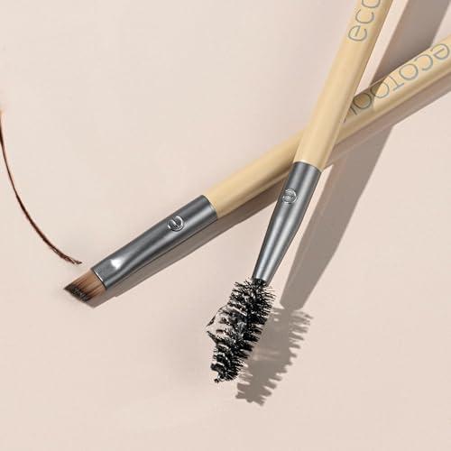 EcoTools EcoTools Eyebrow Brush Duo, Tame, Sculpt & Fill in Brows, Multipurpose For Eyebrow Gel, Powder, & Cream, Dual-Ended Spoolie & Angled Brow Brush, Eco Friendly, Cruelty-Free, & Vegan, 1 Count