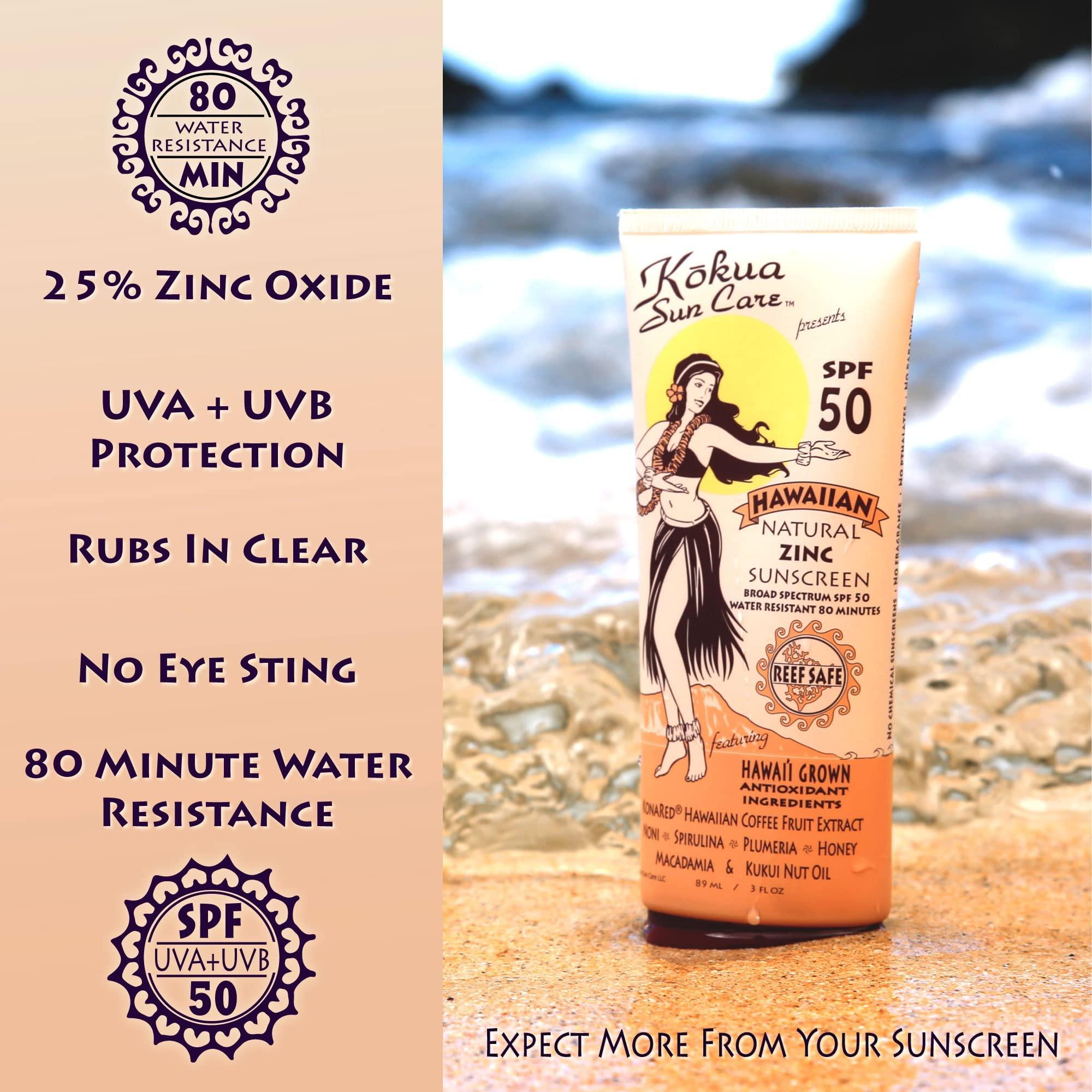 Kokua Sun Care Kokua Sun Care SPF 50/80 Lotion Hawaiian Reef Safe Non Nano Zinc Oxide Sunscreen for Face & Body, Moisturizing Sun Protection Cream, Mineral Water Resistance, Cruelty Free, Natural Vegan Formula