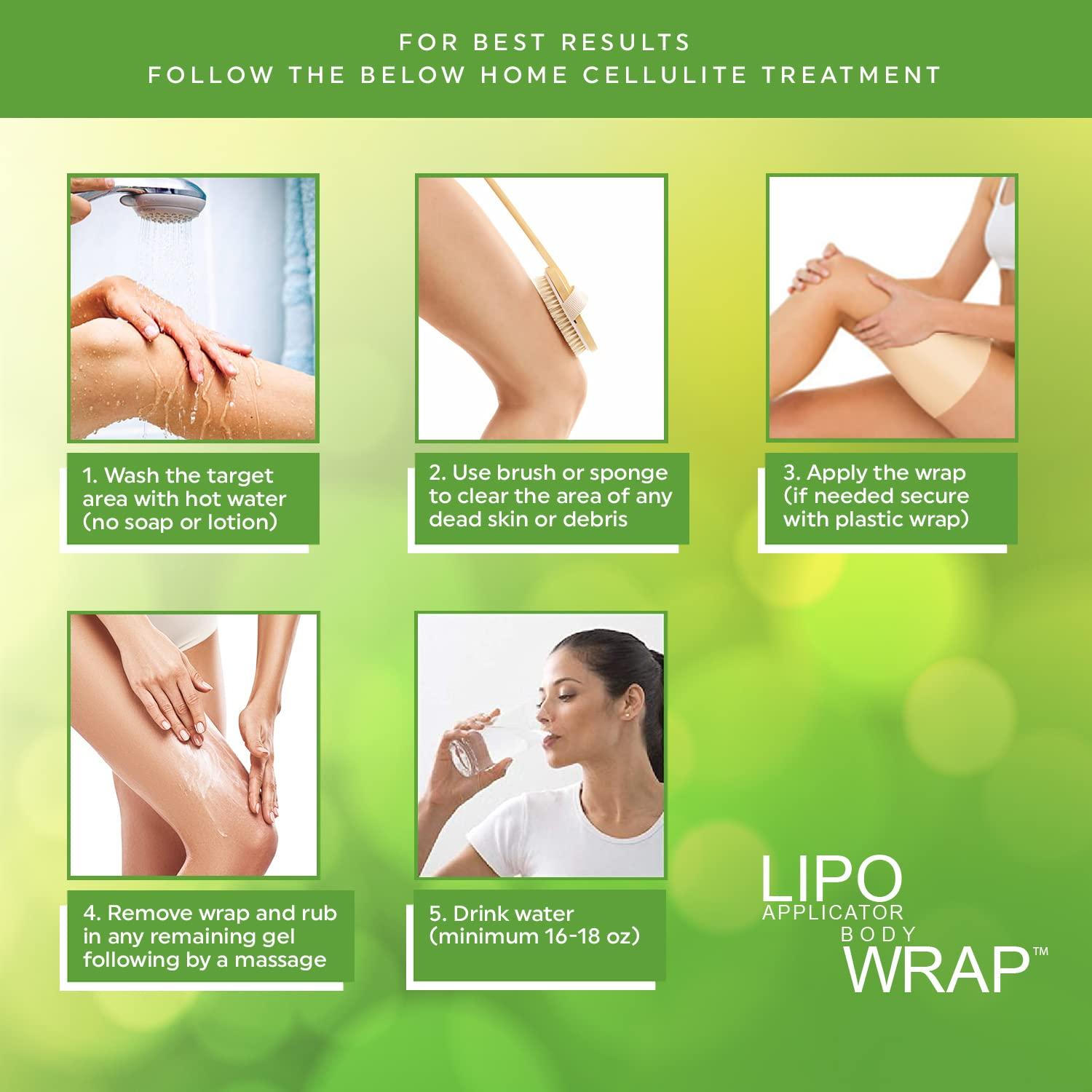 lipo applicator Ultimate Lipo Body Wrap With Guarana, Green Tea, and Seaweed Wraps Works for Stomach Belly Legs Arms Abdomen 5 Wraps