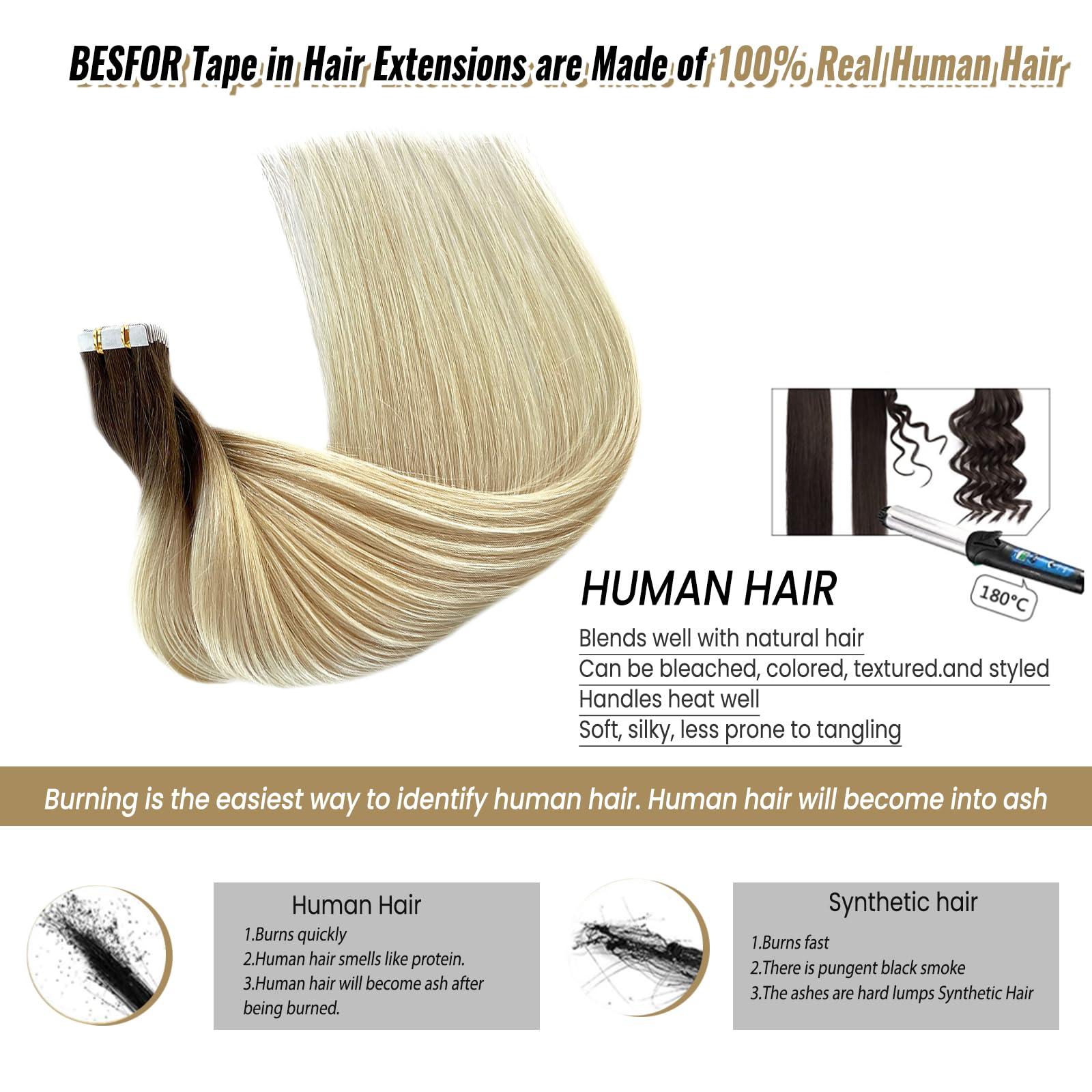 Munx Tape Ins Human Hair Extensions 22inch Omber Flax Brown to Platinum Blonde Silky Straight Brazilian Double Sided Tape in Extensions Human Hair Tape in Extensions