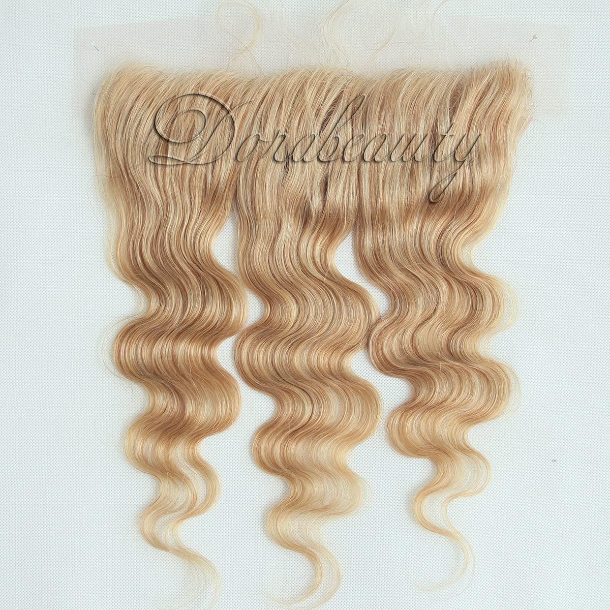 Dorabeauty DoraBeauty #27 Honey Blonde Lace Frontal 100% Unprecessed Brazilian Virgan Human Hair Body Wave 13×4 inches Frontal Ear to Ear Free Part Pre Plucked Natural Hairline with Baby Hair 12 inches