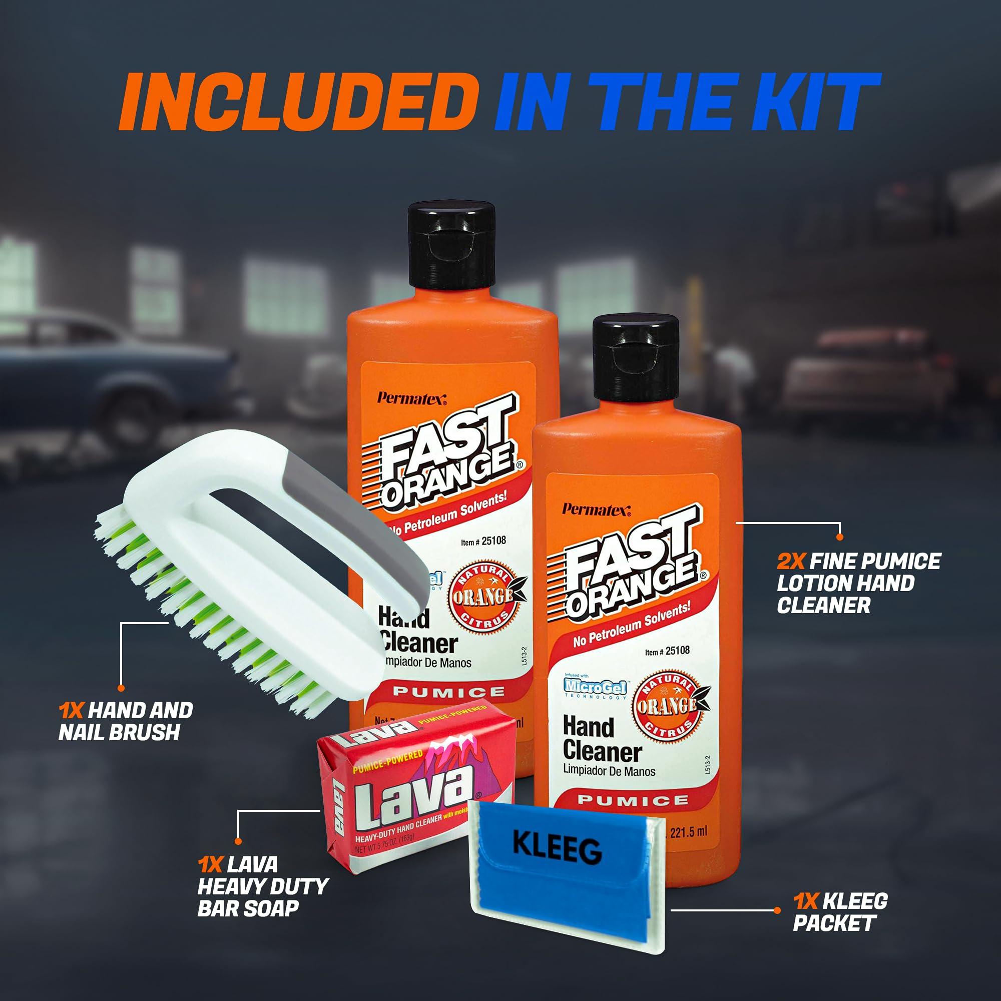 KLEEG KLEEG Fine Pumice Lotion Hand Cleaner | Lava Soap Pumice Heavy Duty Hand Cleaner | Soap Bar | Mechanic Hand Soap | Hand Cleaner and Nail Scrub Brush | Bundled Cleaning Packet