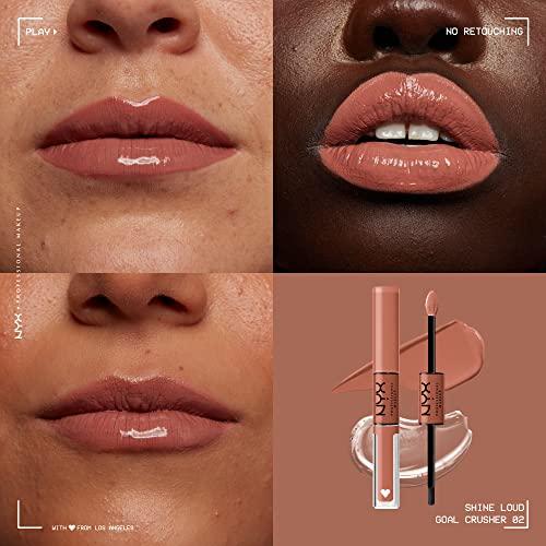 NYX PROFESSIONAL MAKEUP NYX PROFESSIONAL MAKEUP Shine Loud, Long-Lasting Liquid Lipstick with Clear Lip Gloss - Pack of 2 (Magic Maker, Goal Crusher)
