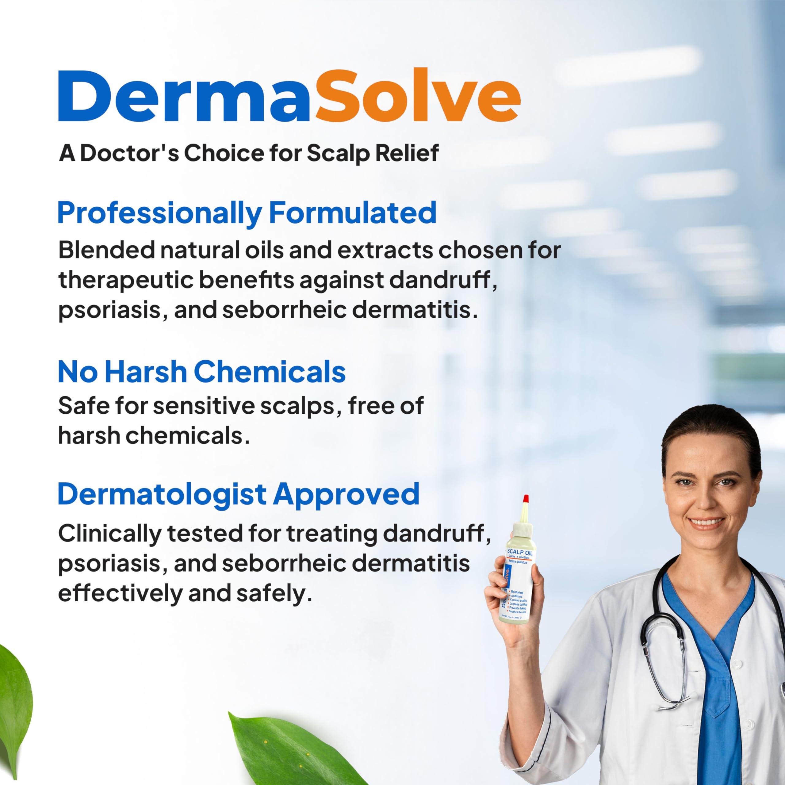 Dermasolve Dermasolve 4 oz Psoriasis, Seborrheic Dermatitis, & Dandruff Scalp Oil - Dermatologist Approved - Flaky Scalp Relief, Clinically Tested, Long-Lasting Itch-Free, High-Performance Formula