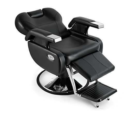 Beautymega Beautymega Black Electric All Purpose Hydraulic Recline Barber Chair Styling Chair Extra Strong Salon Chair