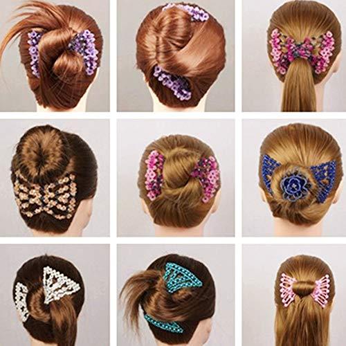 Ruihfas Ruihfas Easy Stretch Comb Beaded Double Stretching Combs Hair Styling Accessories for Women Girls Hair Bun Maker (Coffee)