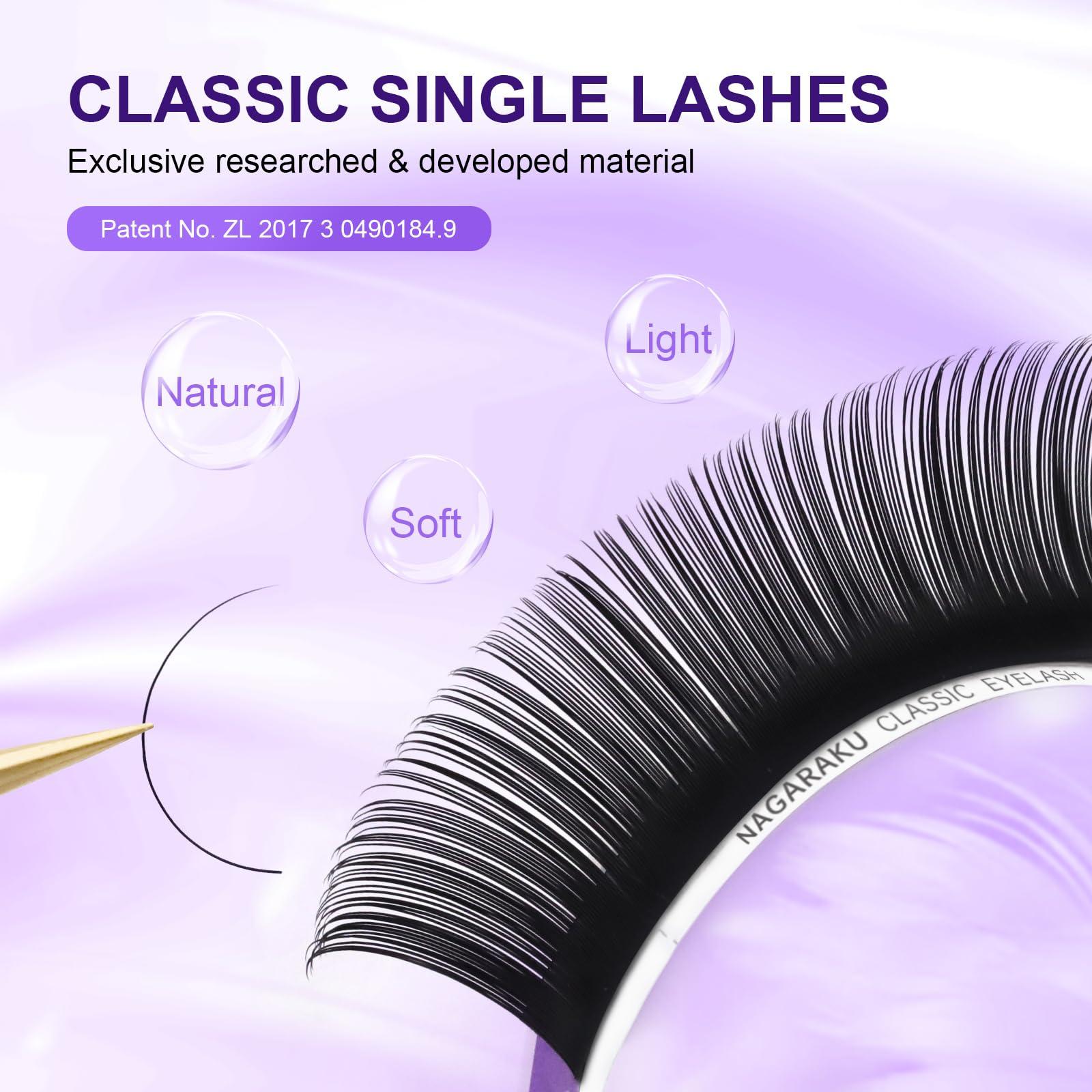NAGARAKU NAGARAKU Eyelash Extensions Individual Lashes 0.03mm C curl 9mm 16 Rows Soft Natural Matte Black Professional Mega Volume Beauty Salon Supplies
