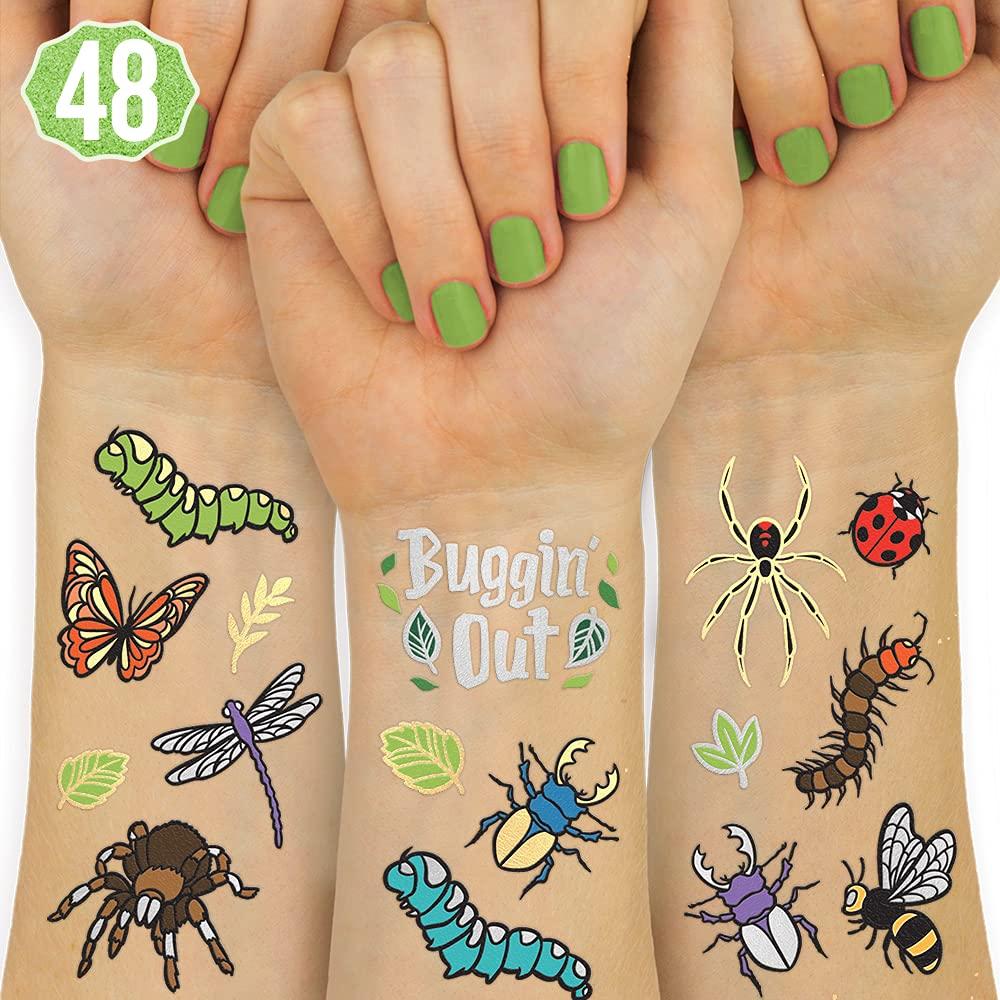 xo, Fetti xo, Fetti Bug Temporary Tattoos - 48 Glitter Styles | Buggin' Out Insect Birthday Party Supplies, Bees, Spiders, Beetles, Butterflies, Arts and Crafts