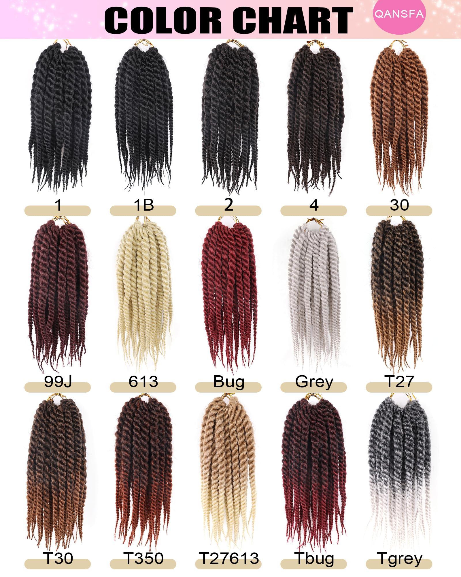 QANSFA 10 Inch 7 Packs Jumbo Senegalese Twist Crochet Hair Short Havana Twist Crochet Braids Pre Looped Crochet Hair for Black Women Crochet Cuban Twist Braiding Hair Kids Kinky Twists (1B)