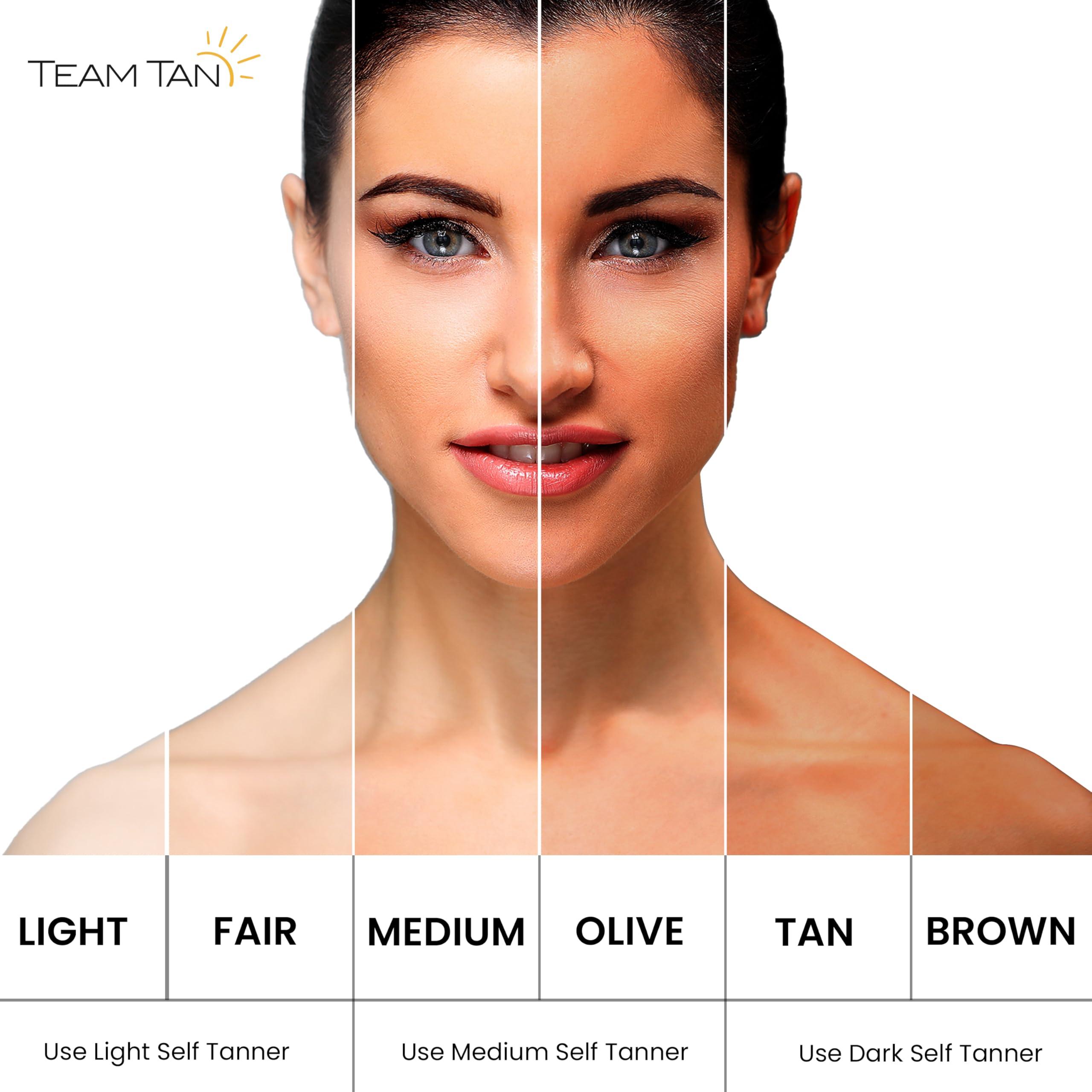 Team Tan Team Tan Self Tanner Mousse - Tanning Foam for Face and Body, Sunless Tanner Kit for Fake Tan, Aloe Vera and Vitamin Infused Self Tanning Mousse (3.38 fl oz | Medium)