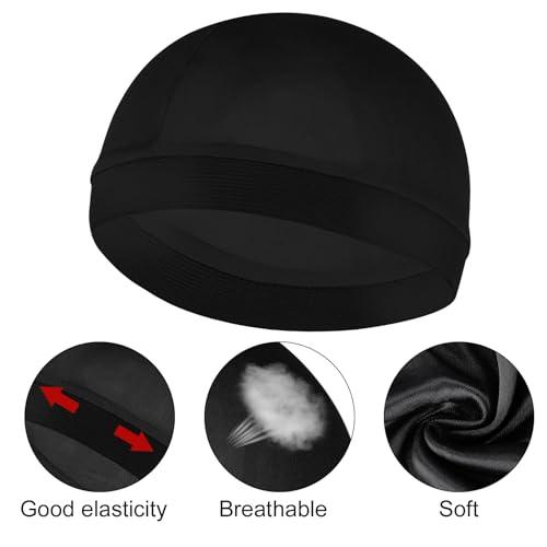 WY LIGHTING LEVEL Silky Bonnet for Men, Wave Cap Satin Silk Hair Bonnet for Sleep, Durags Elastic Band Wave Caps for 360 540 720 Waves, Sleeping Shower Caps Silk Hair Wrap for Men Women (Black)