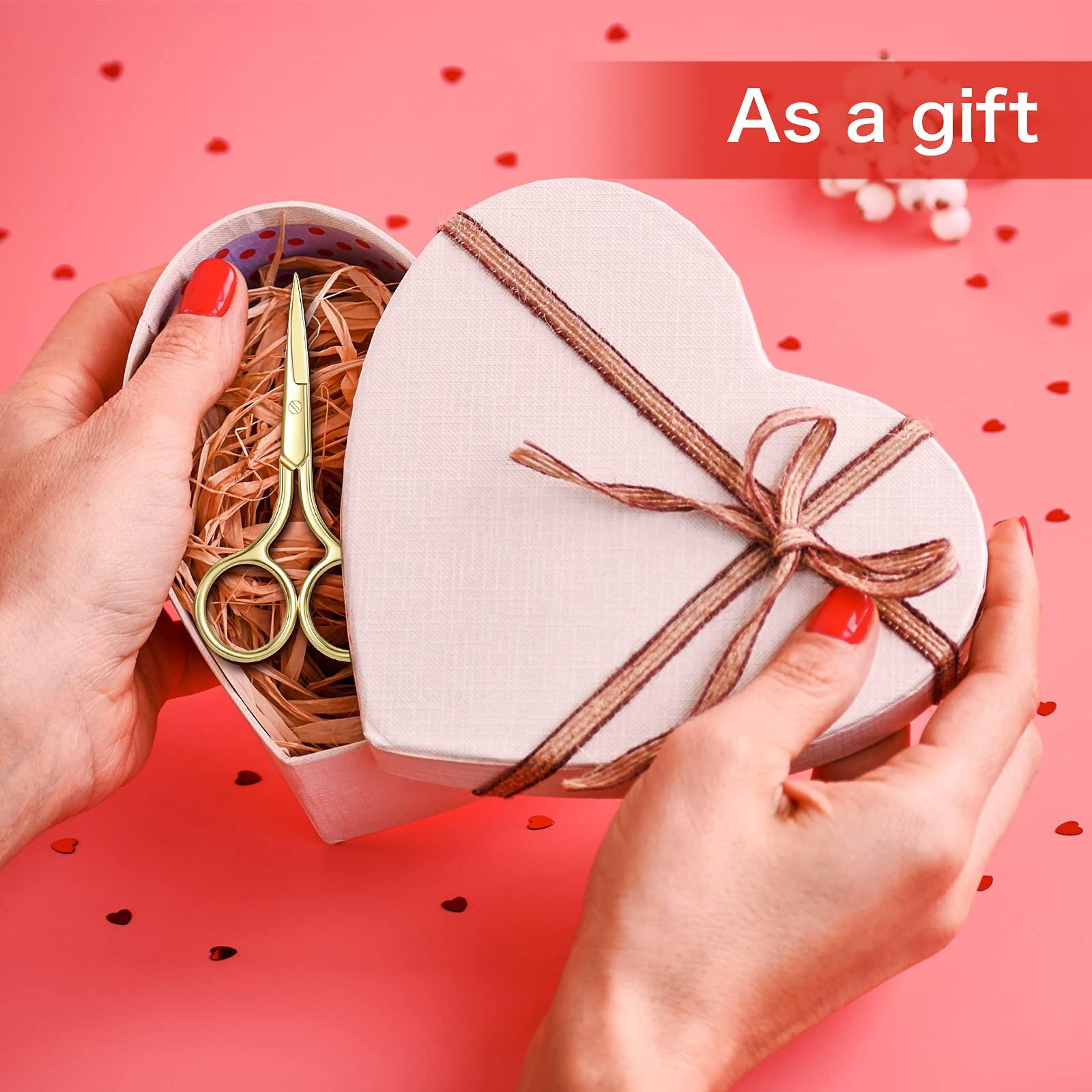 Mudder 3 Pack Small Nose Scissors Facial Hair Scissors Mini Beauty Scissors Stainless Steel Trimming Pointed Scissor for Grooming Eyebrows, Nose, Mustache, Beard (Gold)