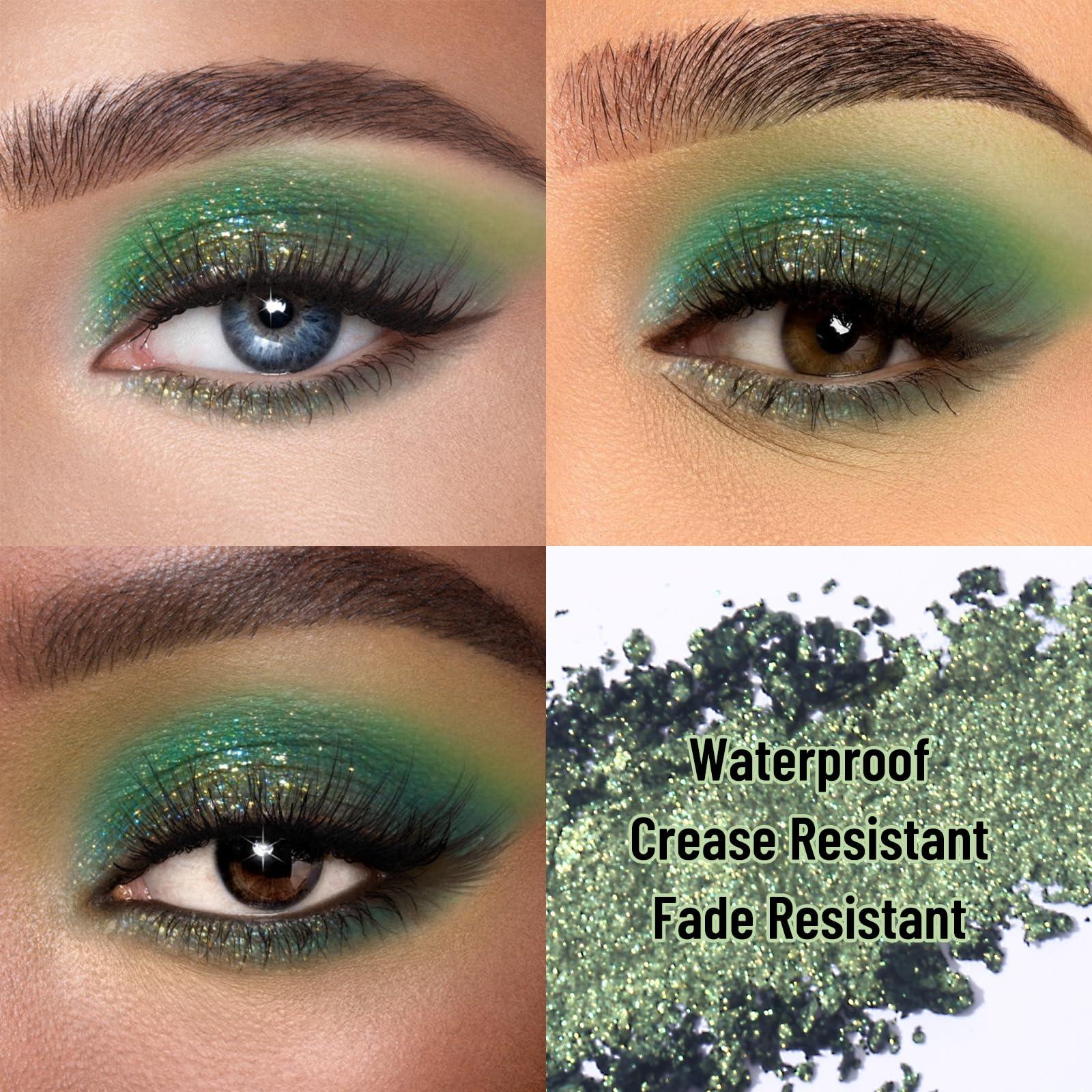 UCANBE UCANBE Glass Single Eyeshadow Palette, Highly Pigmented Glitter Eye Shadow Powder, Professional Long-Lasting Waterproof Makeup Palette