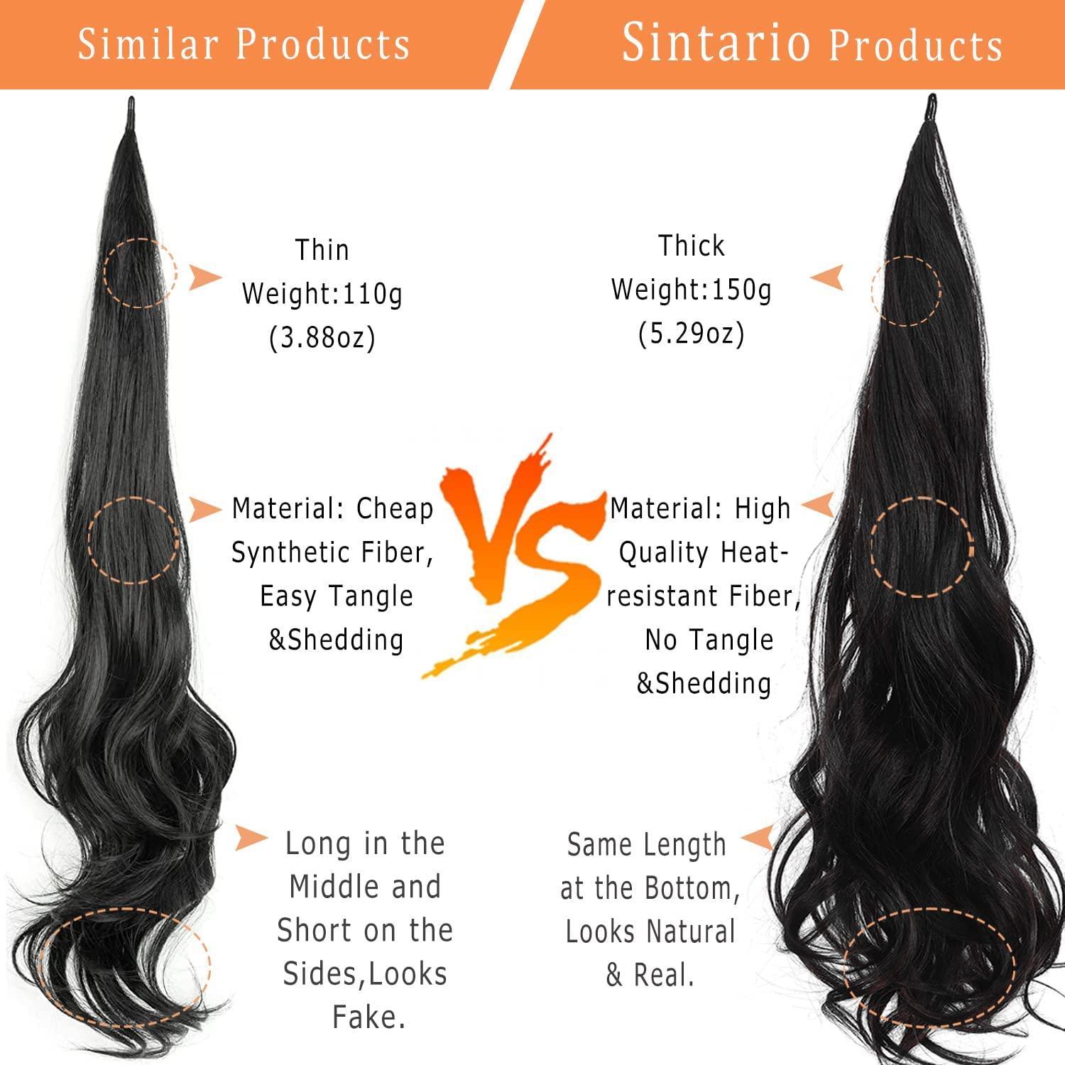 Sintario Sintario 30 Inch Flexible Wrap Around Ponytail Extension Long Ponytail Hair Extensions Curly Wave Synthetic Ponytails Hairpiece for Women Daily Use (2/30)