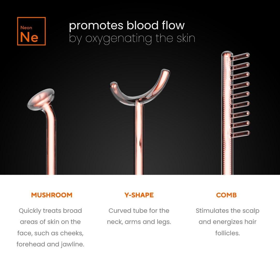 Pure Daily Care NuDerma Professional Skin Therapy Wand - Portable Skin Therapy Machine with 6 Neon & Argon Wands Boost Your Skin Clear Firm & Tighten