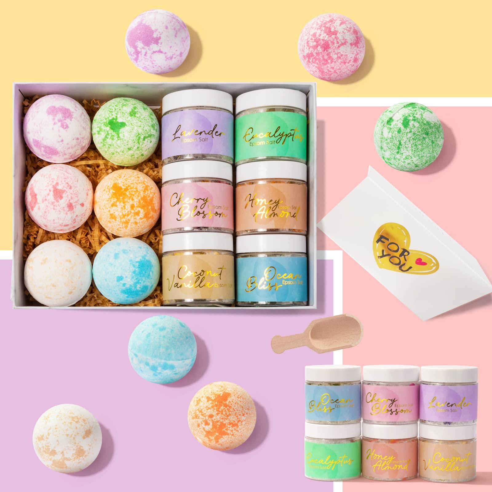 LILY ROY LILY ROY Spa Bath Gift Baskets Set Perfumes Bath and Body Gift Box Gift Set 15 Pcs Epsom Salts Bath Bombs Bath Spa Gifts for Women Fathers Mothers Day Spa Kit Gifts Set for Christmas Birthday