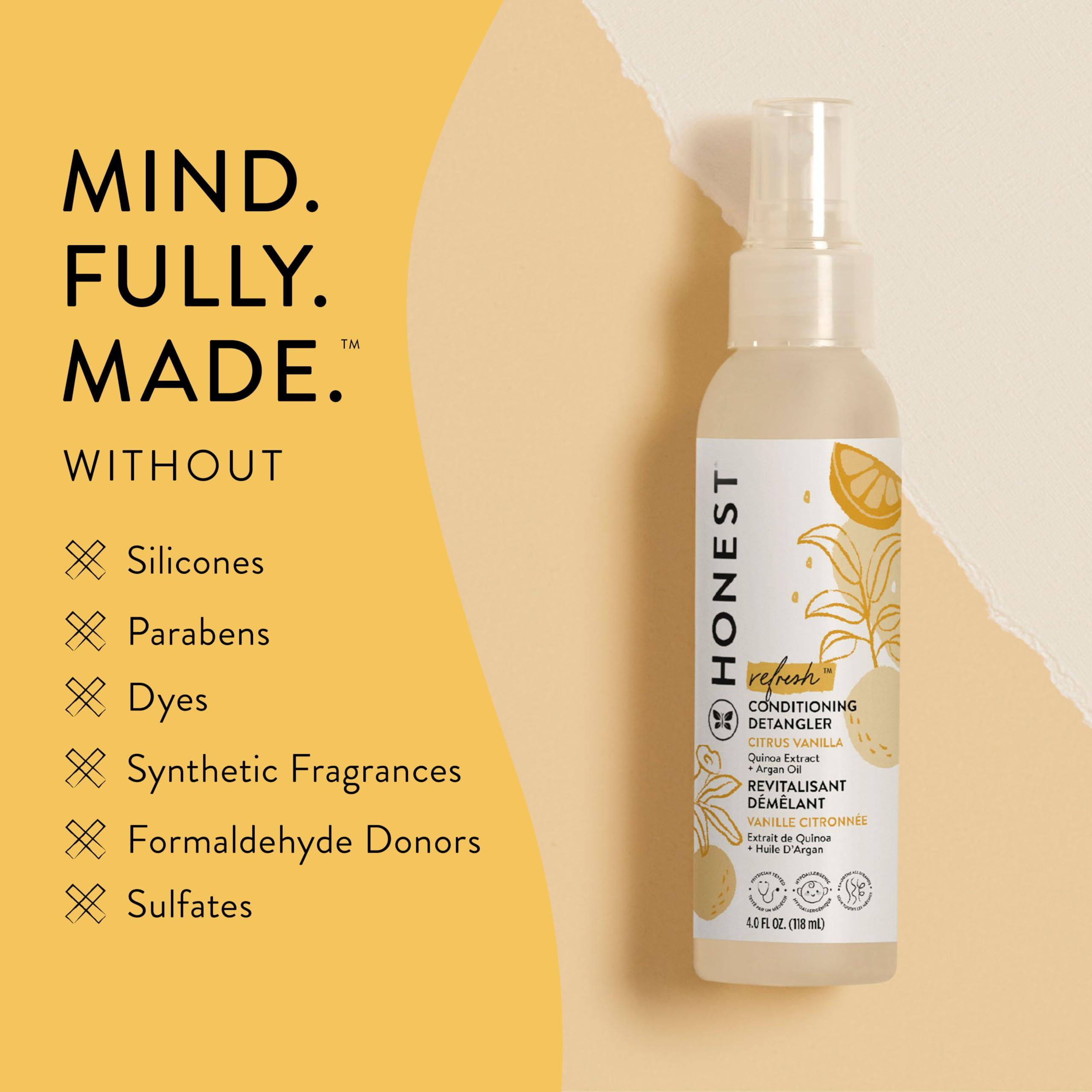 The Honest Company The Honest Company Conditioning Hair Detangler 3-Pack | Leave-in Conditioner + Fortifying Spray | Tear-free, Cruelty-Free, Hypoallergenic | Citrus Vanilla Refresh, 4 fl oz each (pack of 3)