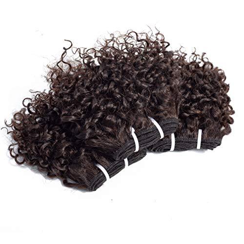 Aiokrtse Peruvian Virgin Hair Short Bouncy Curly Human Hair Weave Bundles 6 Bundles 6 inches with 1 Small Closure Light Brown Color 238 Grams