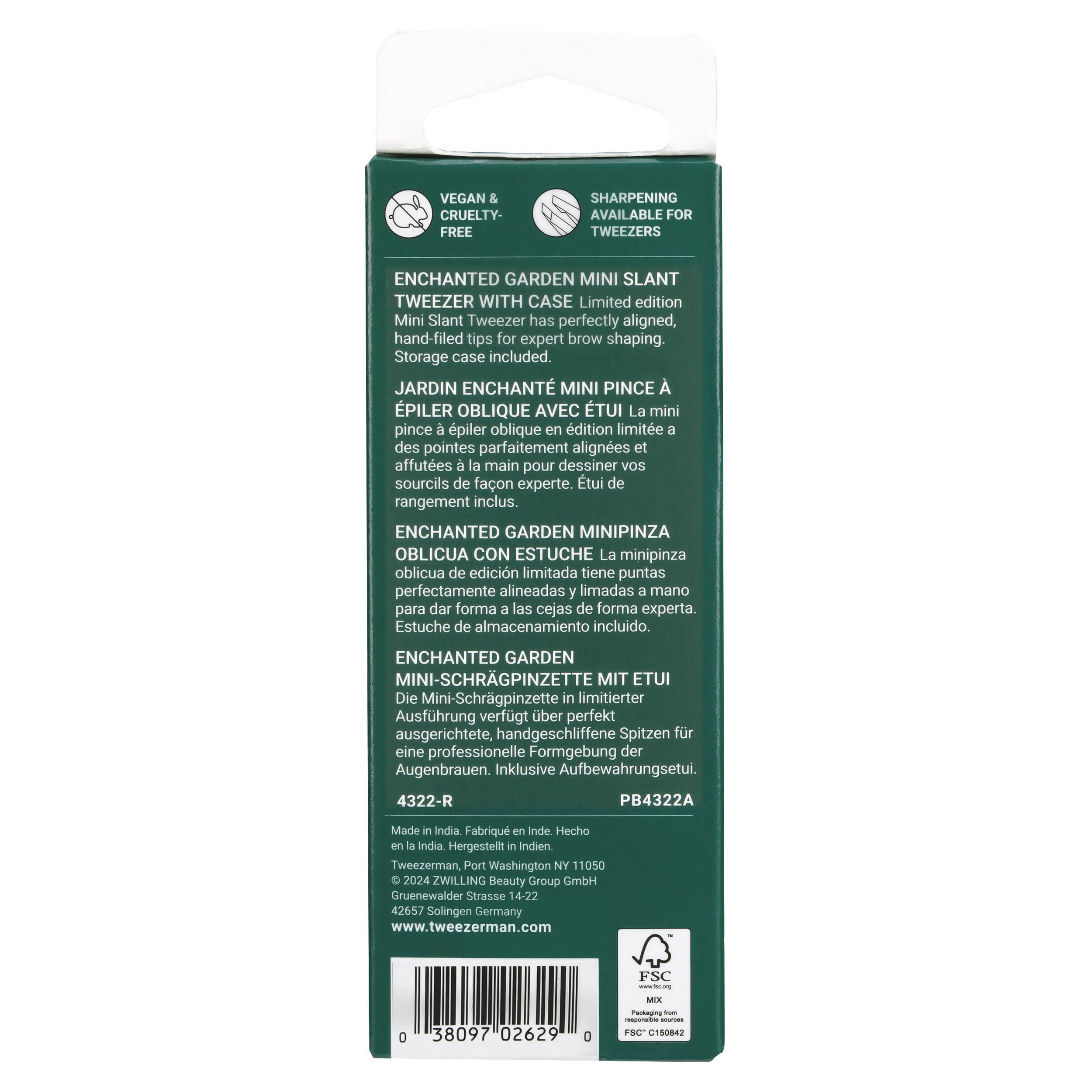 Tweezerman Tweezerman Enchanted Garden Mini Slant Tweezer with Case - Eyebrow Tweezers for Women and Men