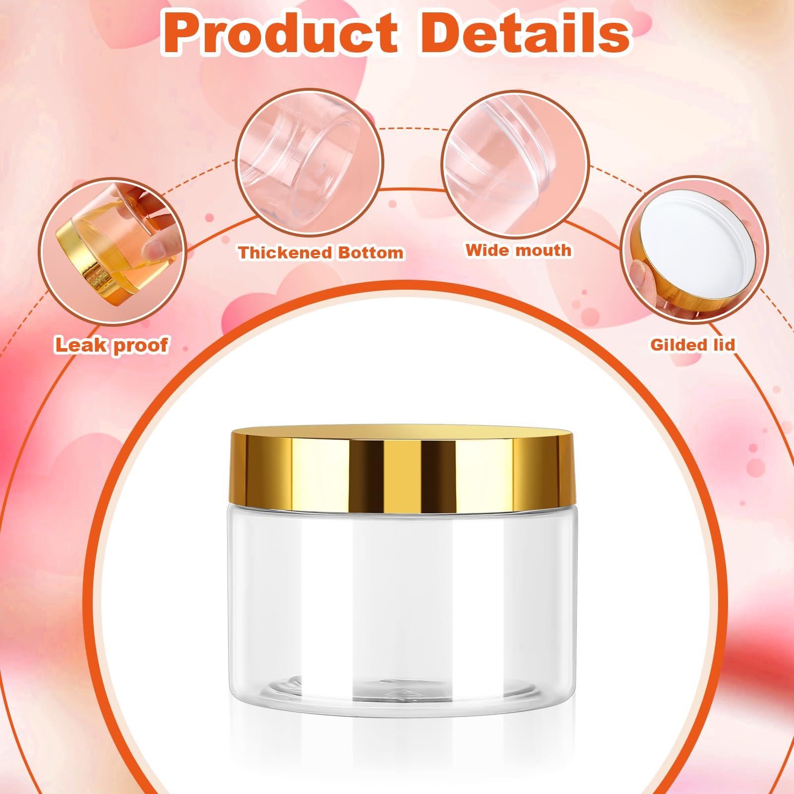 ZhouBoat ZhouBoat 32 Pack 5 oz Plastic Jars with Gold Lids, Clear Empty Body Butter Containers Travel Size Cosmetic Bottles for Make Up and Food Storage