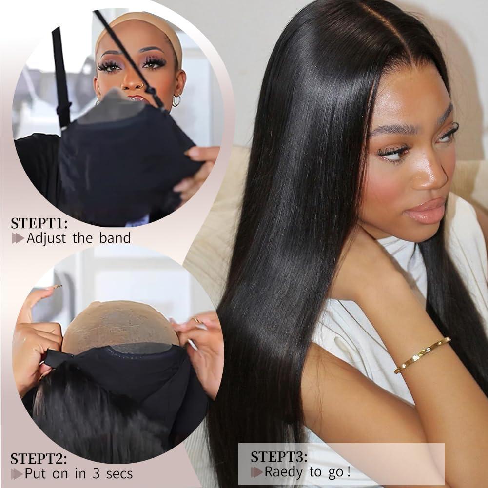 THTOIR THTOIR Wear and Go Glueless Wigs Human Hair Pre Plucked Pre Cut 5x5 HD Lace Front Wigs Human Hair 200% Straight Human Hair Lace Front Wigs for Women 22inch
