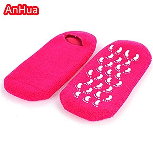 AnHua AnHua 1 Pair Feet Spa Moisturizing Gel Socks Exfoliating Dry Cracked Soft Skin Sock Pedicure Foot Care Tool Beauty Foot Care (Rose Red)