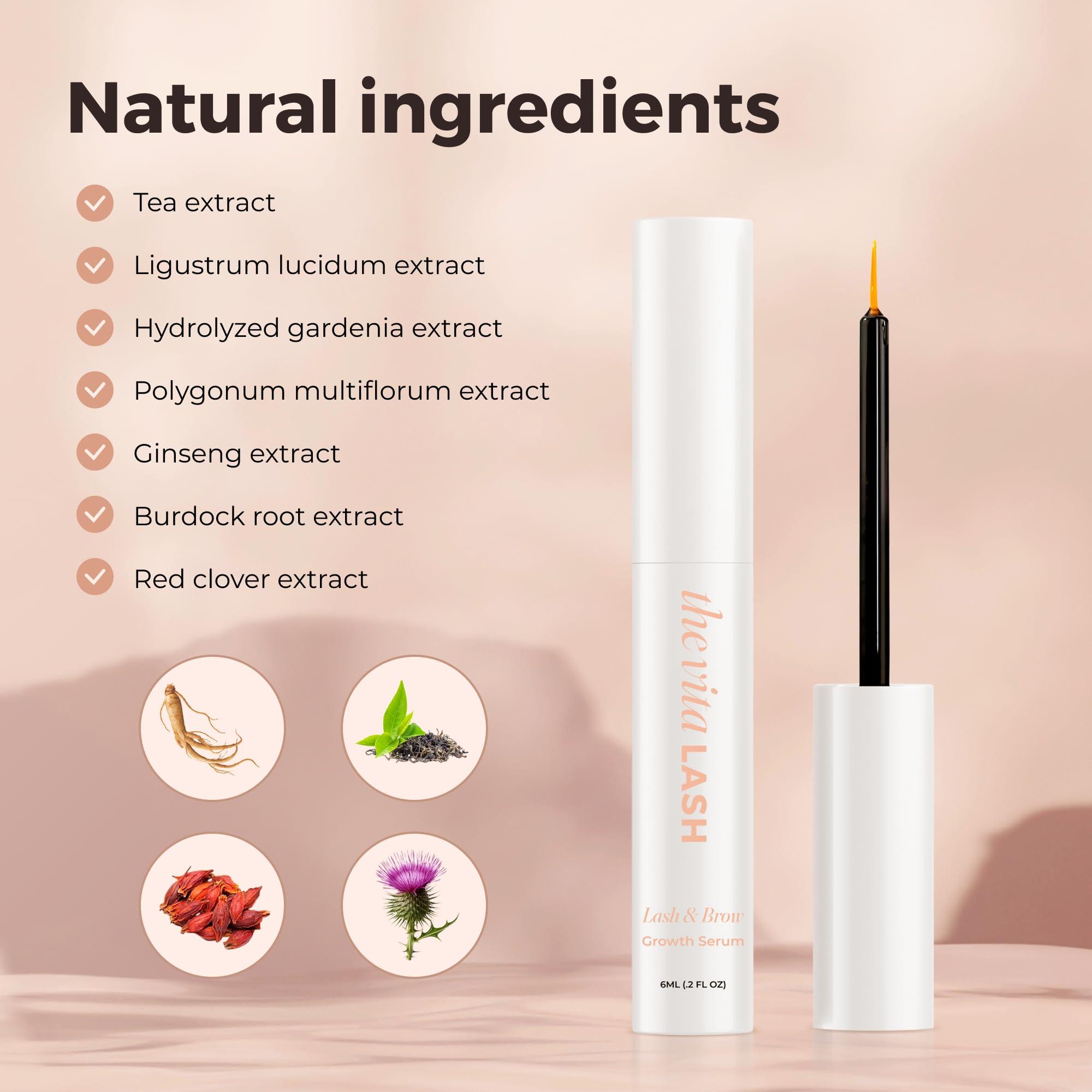 The Vita Co Eyelash & Brow Enhancing Serum | Advanced Lash Growth Serum for Fuller, Longer Eyelashes & Thicker Brows | Vegan, Hydrating Lash Serum, 6 ml - 2 fl oz