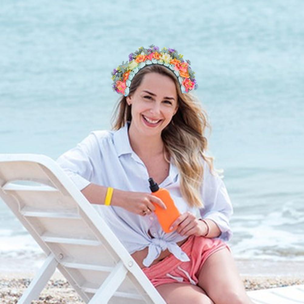 Ztexkee Ztexkee Boho Artificial Flower Headband Wedding Headpiece Fake Peony Rose Hairbands Hair Hoop Hair Bands for Women