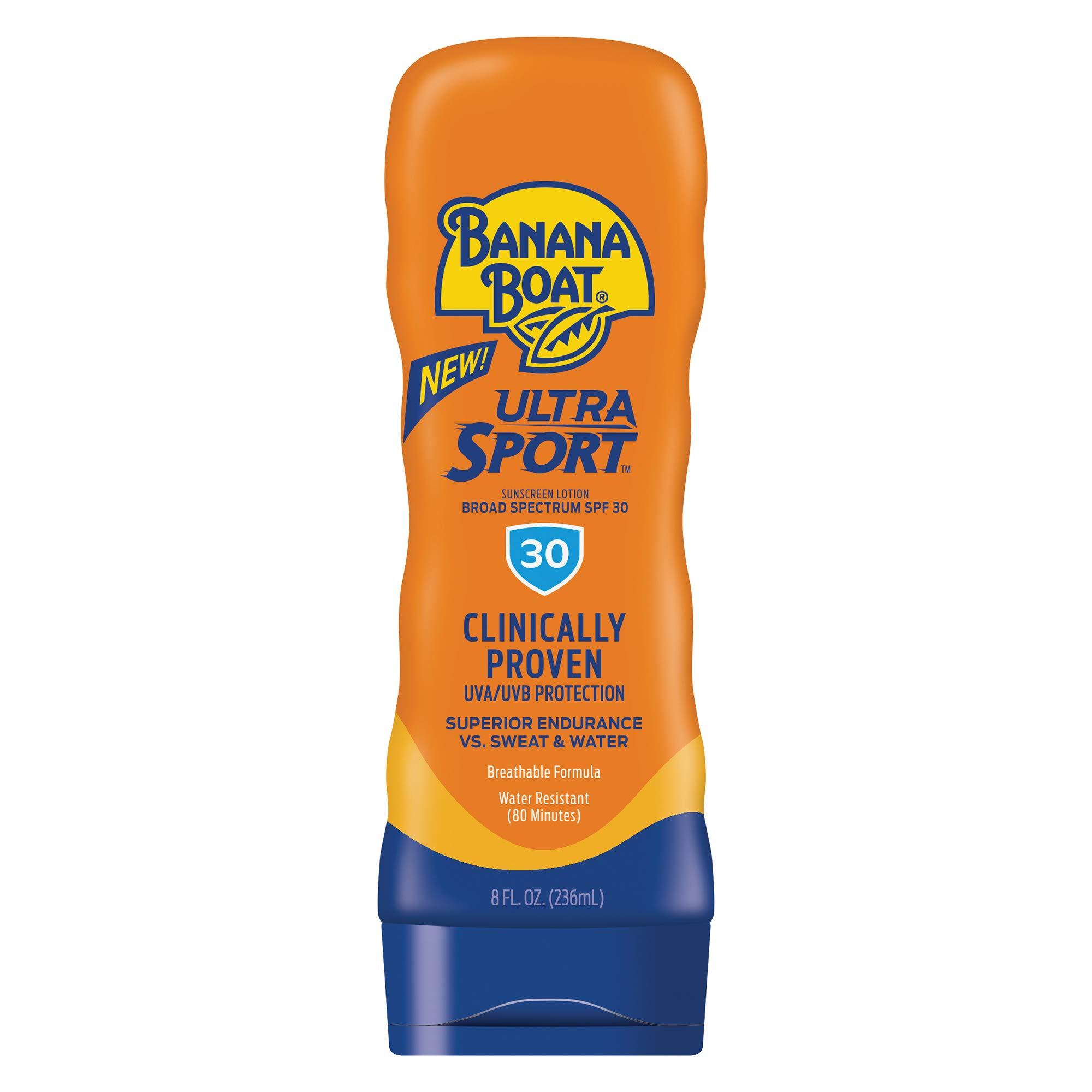 Banana Boat Banana Boat Sport Sunscreen Lotion, SPF 50 & 30, Oxybenzone Free, 12oz & 8oz, Sport Ultra, Water & Sweat Resistant, Non-Greasy Formula