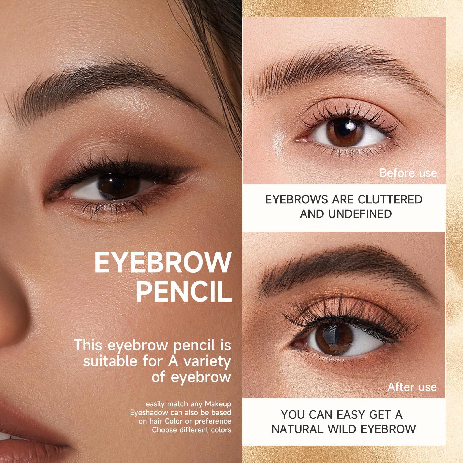 MIESCHER Black Eyebrow Pencil Waterproof Smudge Proof Brow Pencil With A Micro-Fork Tip Applicator Creates Natural Looking Brows Long Lasting Sweat-Proof Eyebrow Makeup Four-Fork Liquid Eyebrow Pencil Makeup