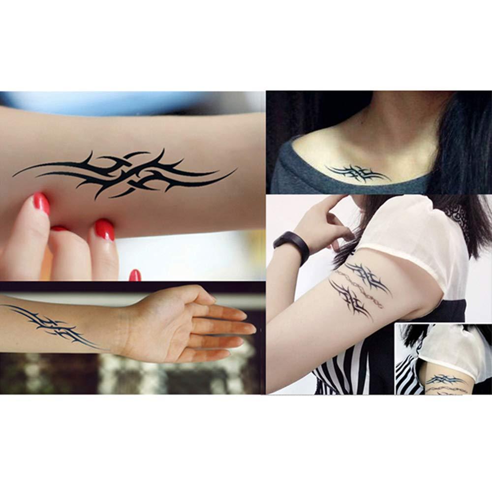 Yesallwas Yesallwas 6 Sheets Mix Tribal fake Tattoos Small Temporary Tattoo Blue Black Tribal Tattoo Body Sticker for Men Women 6x10.5cm/2.36x4.13inches (LxW)