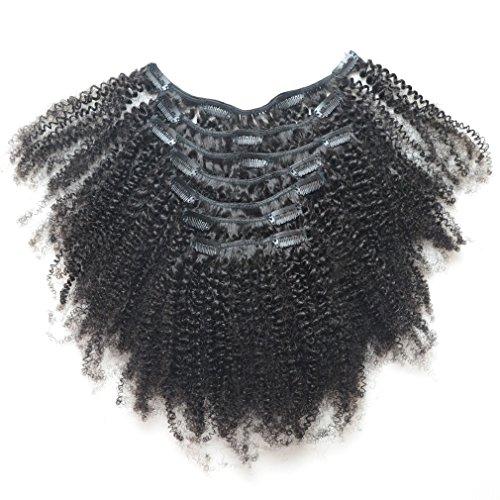 Luwigs Luwigs Afro Kinky Curly 4B 4C Clip in Hair Extensions for African American Women Real Brazilian Virgin Human Hair Clip Ins Natural Color 7pcs/set (20 Inch, Afro Kinky Curly)