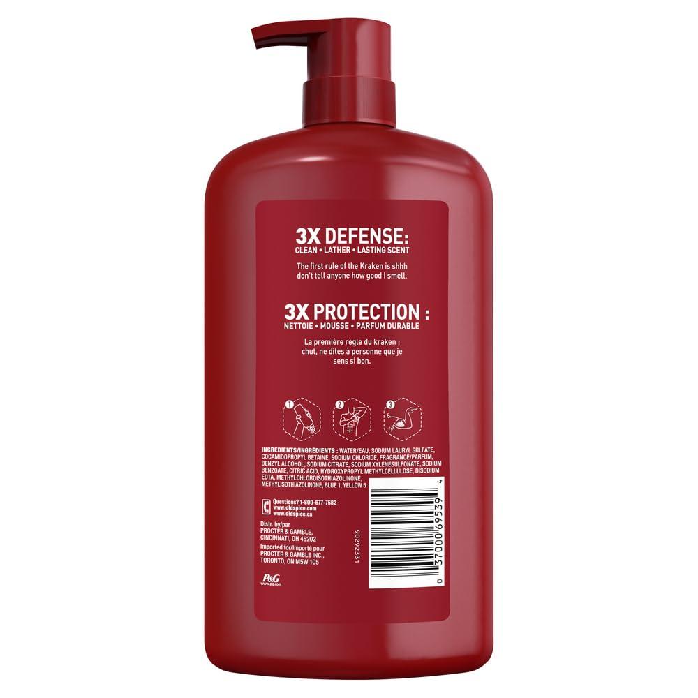 Old Spice Old Spice Body Wash for Men, 3X Defense, 24/7 Shower Fresh with Long Lasting Lather, Krakengard Scent, 33.4 fl oz (Pack of 4)