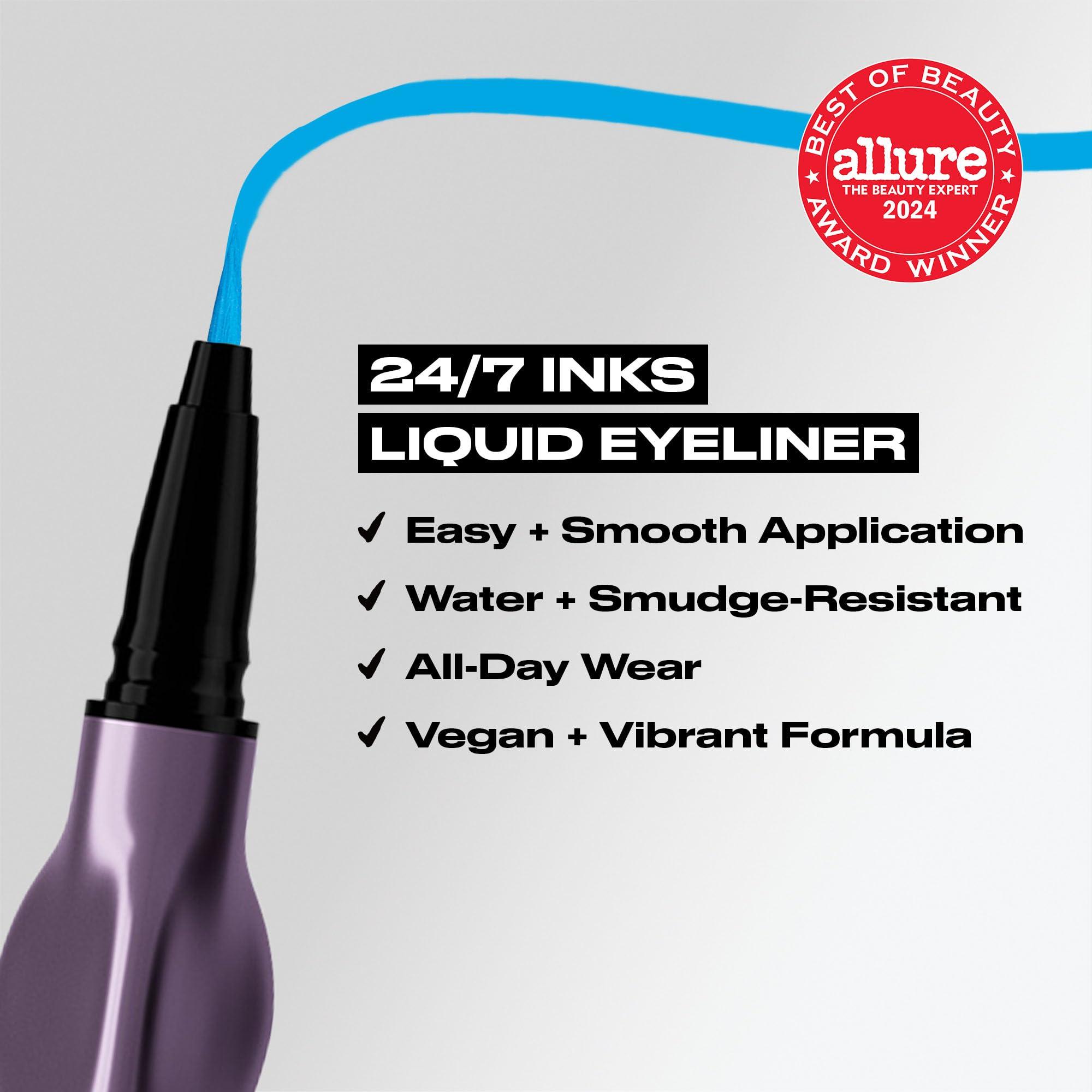 URBAN DECAY Urban Decay 24/7 Inks Liquid Eyeliner Pen (Binge - Matte Sky Blue, Brush Tip Eye Liner), Water-Resistant, Smudge-Resistant, Vibrant Colored Liner, Ergonomic Precision Grip, Vegan - 0.01 fl oz