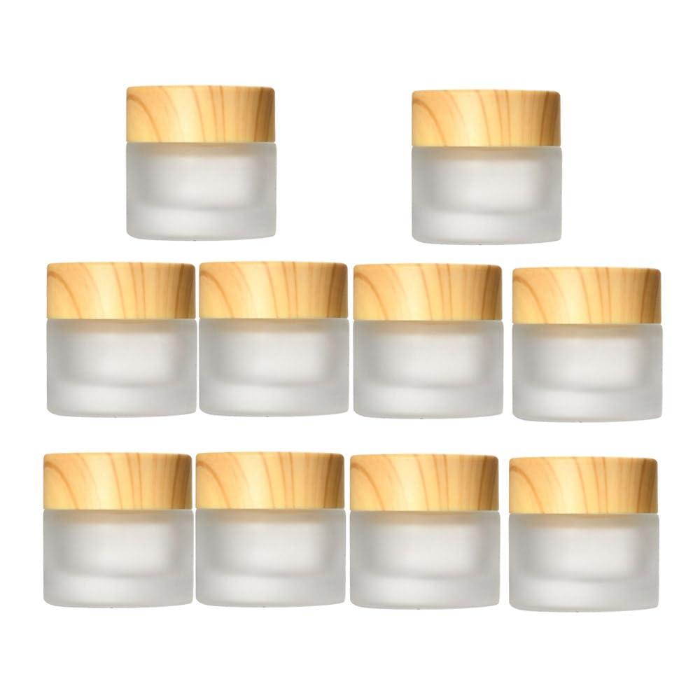 Leadigol Leadigol 10Pack Empty Sample Jars, Frosted Glass Cream Jar Bottle with Lid Cosmetic, Refillable Cream Jar Pot for Makeup Lotion, Cosmetic Containers Refillable Jars
