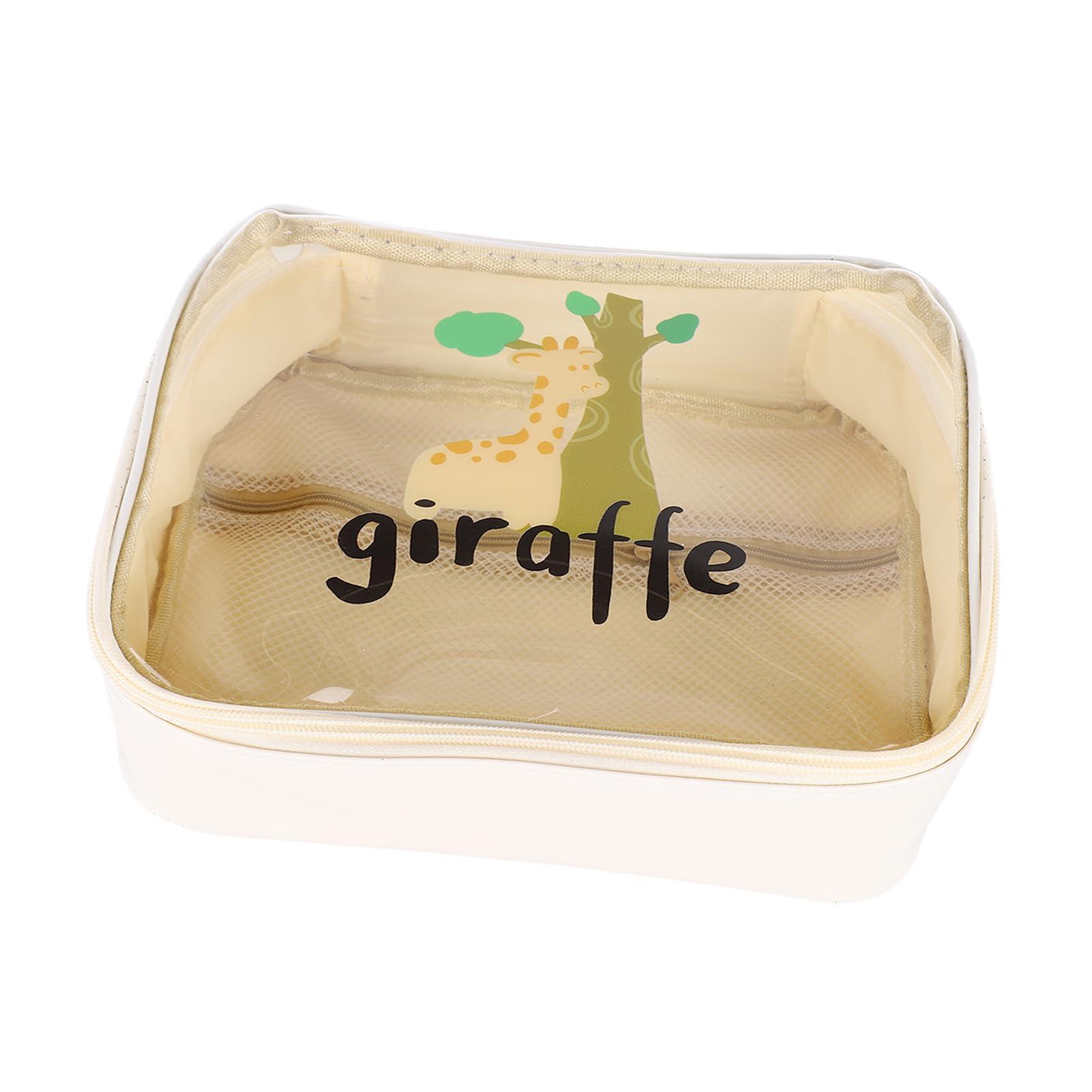 Sempoda Sempoda Clear Makeup Bags,Lightweight Large Capacity Cute Clear Toiletry Bags,Large Makeup Bags for Women Cosmetic Toiletry Makeup Organizer Bag with Detachable Brush Holder(Beige)