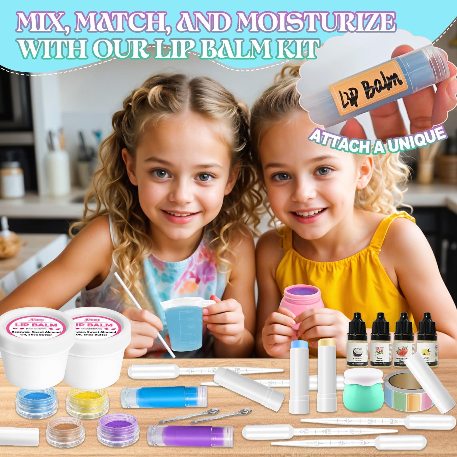 Jcoos Lip Balm Making Kit JCOOS Diy Lip Balm Kit Make Your Own Lip Gloss Making Kit, Moisturizing Lip Balm Base, Natural Beeswax, Lip Balm Containers, Lip Gloss Flavoring Oil, Crafts for Teens, Kids, Adults