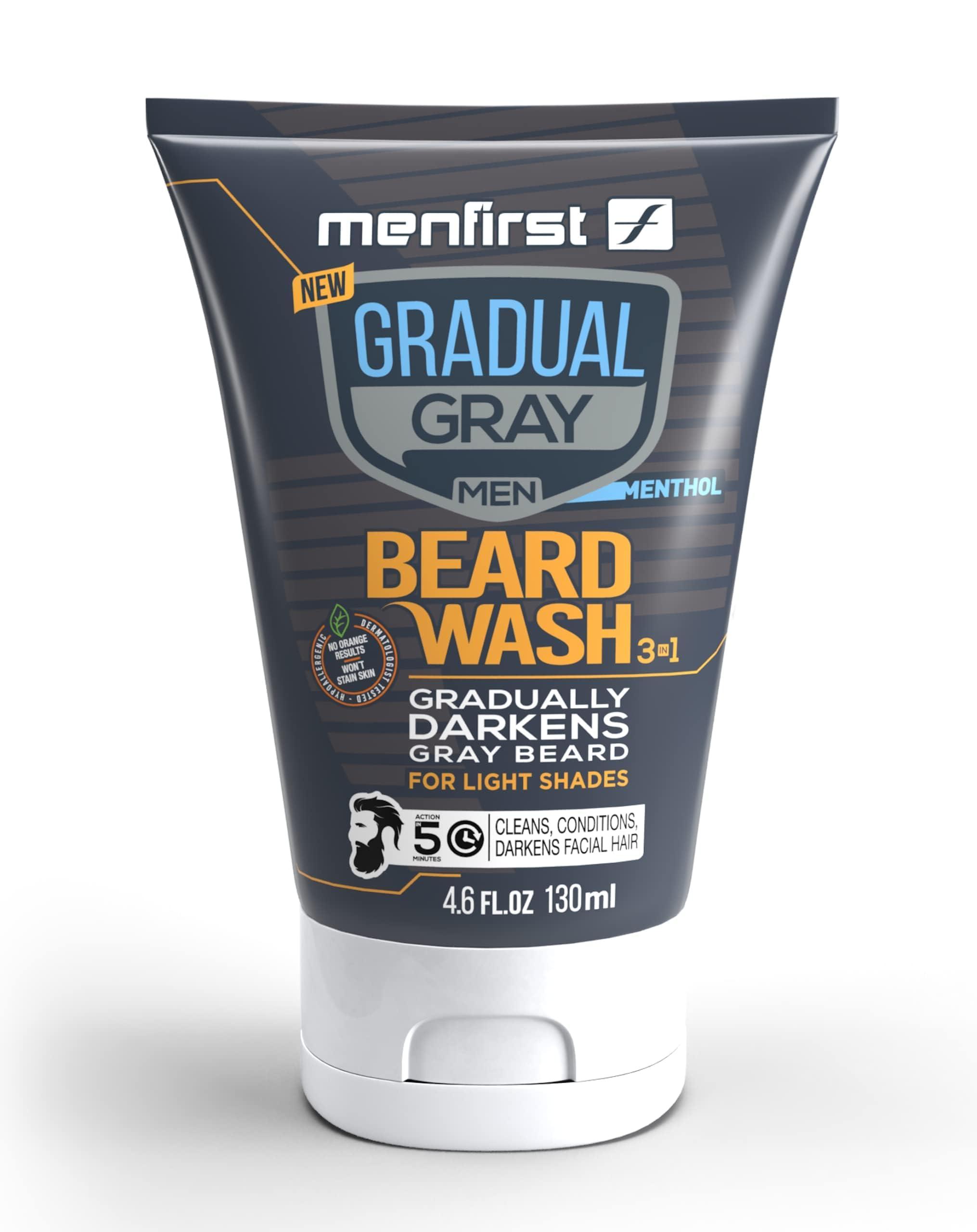 MENFIRST MENFIRST Gradual Grey Reducing Beard Wash for Light Shades - Beard Wash for Light Brown to Blonde Hair - Beard Color Shampoo for Men - 4.60 FL