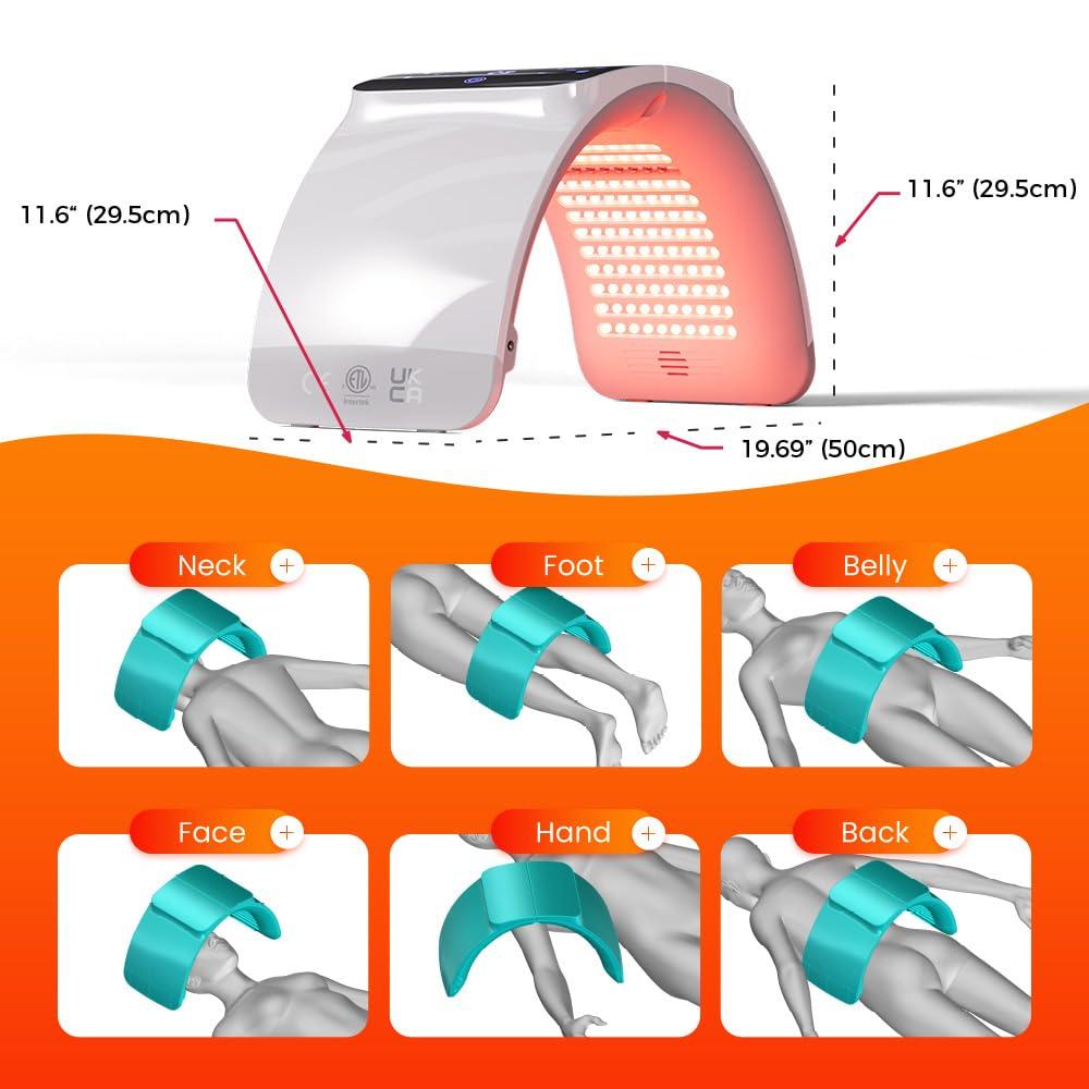 Bestqool Bestqool LED Mask Photon LED Light Therapy - 6 Colors with Near Infrared Light LED Face Mask for Skin Rejuvenation SPA Facial Body Skin Care Beauty Salon Device