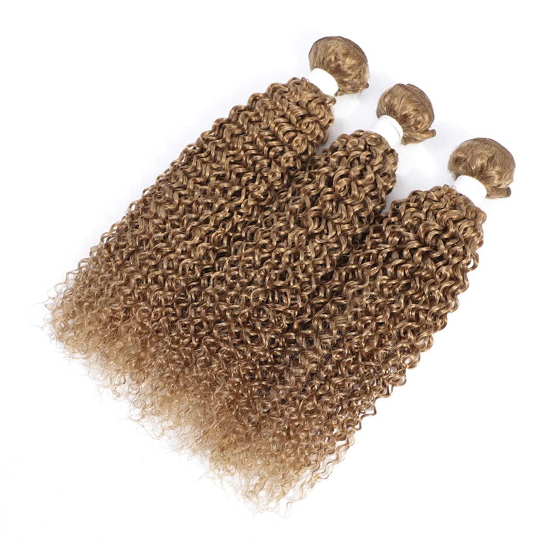 SSJFZM Blonde Kinky Curly Human Hair Bundles Brazilian Hair Weave Extensions 3/4PCS Bundles Deal Non-Remy Human Hair Weave 99j 26 26 26 26