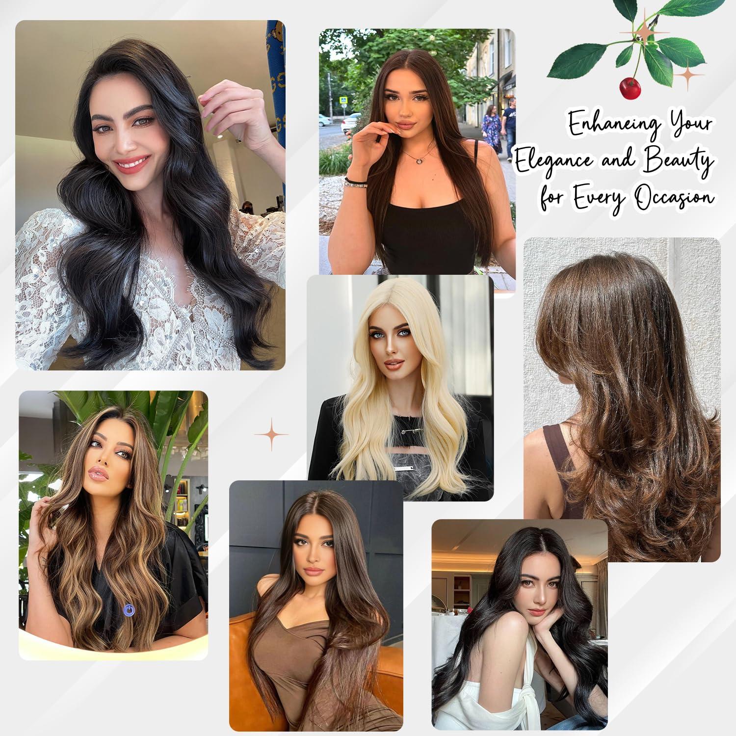 Houlud Blonde Clip in Hair Extensions Real Human Hair Straight 24 Inch 7pcs 120g Clip ins Hair Extensions Brazilian Remy Human Hair 16 Clips Double Weft Human Hair For Women