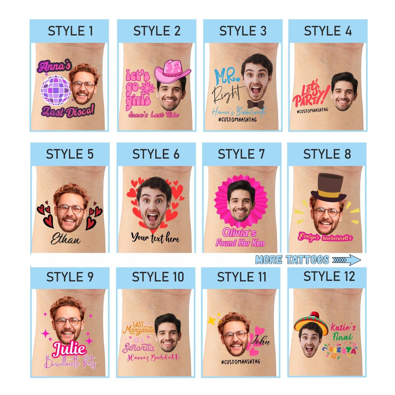 CustAmaze Funny Temporary Tattoos, Custom Tattoos Personalized, Bachelorette Party Favors, Temporary Tattoos Adult Bride Tattoo, Custom Temp Tattoo, Hens Party Favors Groom Face Tattoo Funny Gift Pack of 90