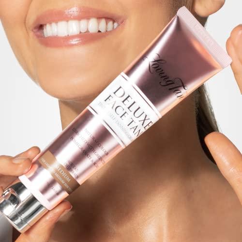 Loving Tan Loving Tan Deluxe Face Tan, Medium - Streak Free, Natural Looking, Professional Strength Sunless Tanner - 10+ Self Tanning Applications per Bottle, Cruelty Free, Naturally Derived DHA - 1.6 Fl Oz