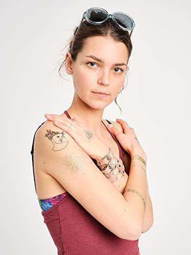 Tatsy Temporary Tattoo Set By Tatsy, The Festival Set, Shiny Glitter Gold, For Women and Men, Original, Unique Design, Cover Up, Fancy Patterns, Waterproof Tattoos, Elephant, Arrows