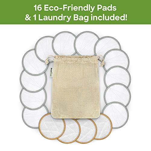 Bambaw Bambaw Reusable Makeup Remover Pads | 16 Cotton Rounds with Laundry Bag | Reusable Cotton Pads for Face | Eye Makeup Remover Pads | Cotton Rounds for Face | Reusable Cotton Rounds | Cotton Pads