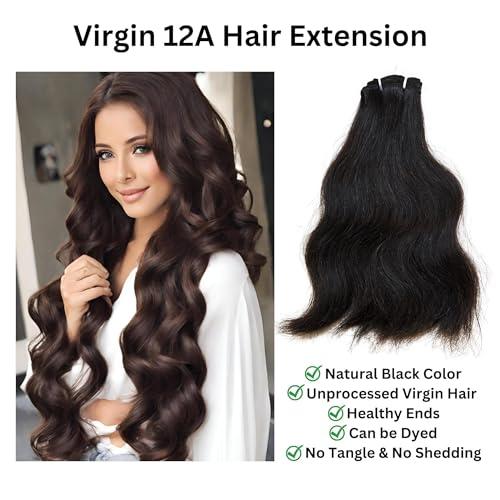Authentress Authentress Double Drawn Hair, Virgin Hair, Indian Temple Hair, Body Wave Hair Extensions Weft Bundles, 100% Human Hair Extension, Raw Unprocessed Hair, Double Drawn Weft, Indian Virgin Hair (16 inch)