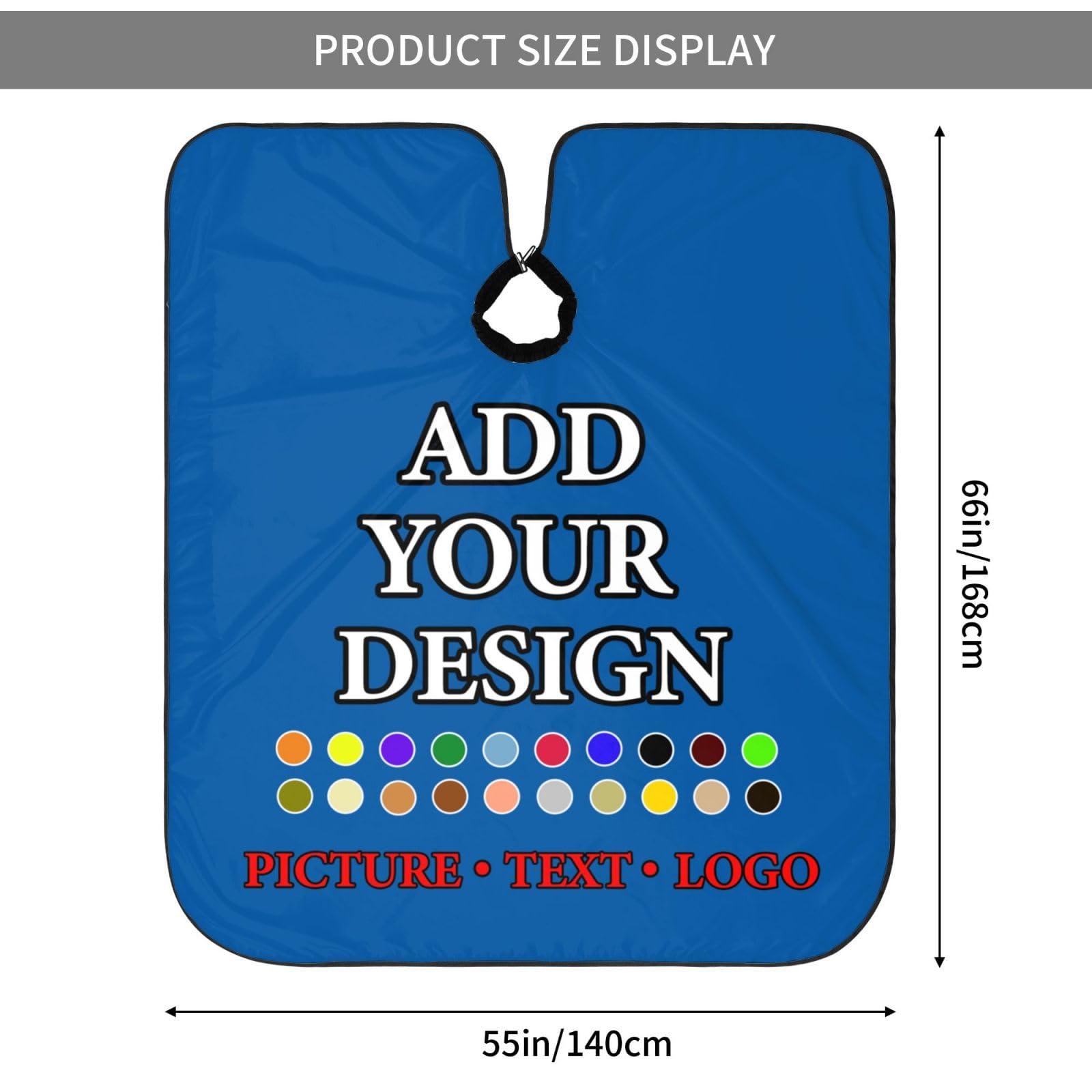 fovditca Custom Barber Cape Design Your Own Photo Text Hairdresser Capes for Adults, Personalized Barber Apron with Adjustable Neckline, for Hair Styling Barbershop55 x 66 In