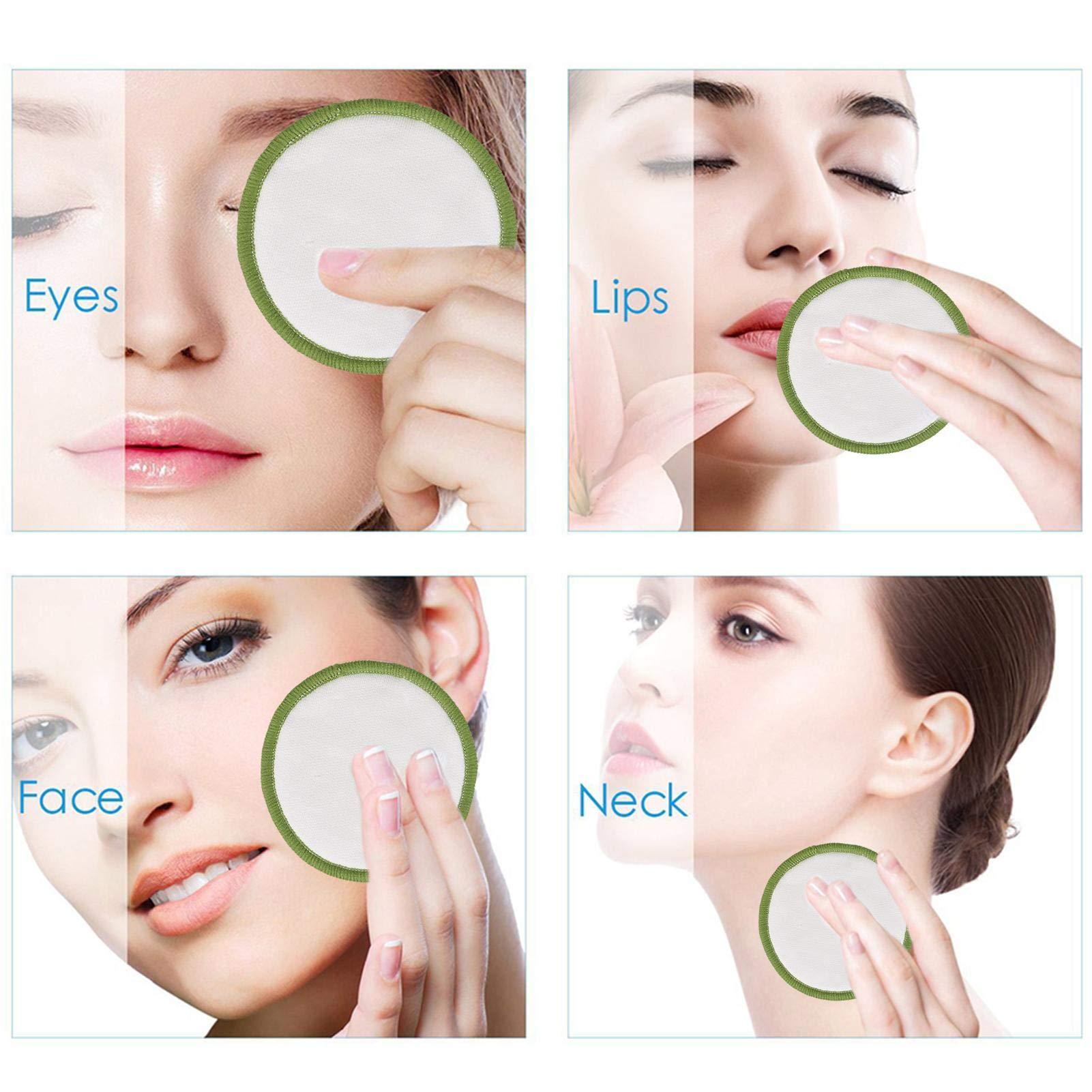 Longlasting Longlasting 16PCS Reusable Cotton Pads Makeup Remover Pads Bamboo Storage Box Cotton Facial Rounds Facial Pads with Storage Bag Eco Friendly Skin Care Gifts