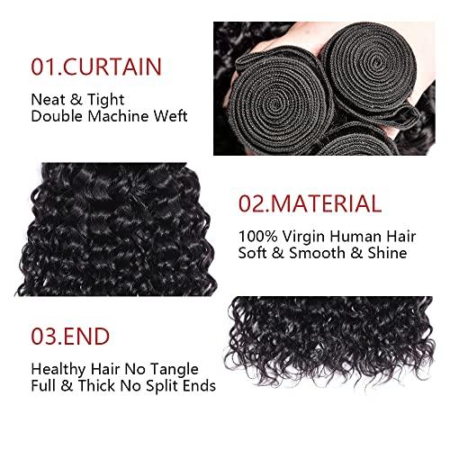 Capurchra Kinky Curly Hair Bundles Curly Wave Weave Hair Human Bundles Natural Black Color Brazilian Virgin Human Hair Bundles 100% Unprocessed Virgin Hair Bundles 26 Inch For Women